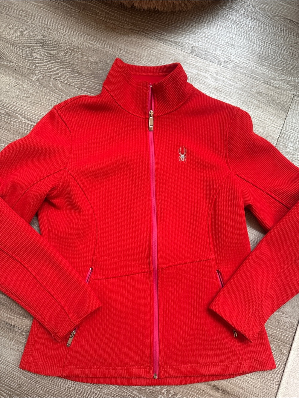 Spyder Women's Bright Red Ribbed Full-Zip Jacket